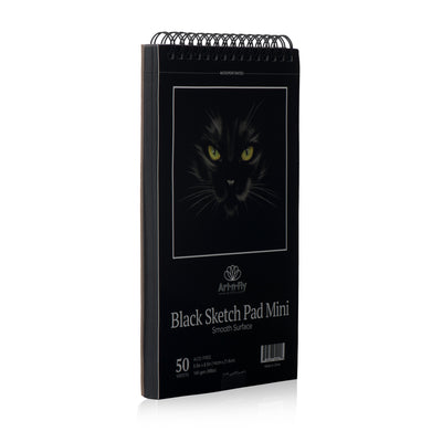 Art-n-Fly Black 5.5" x 8.5" Sketch Pad Mini: Two Book of Crisp Black Perforated Paper on Spiral