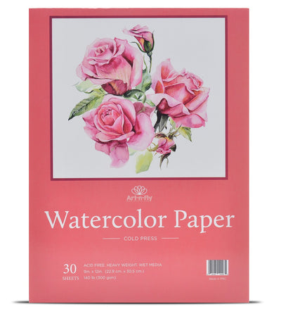 Art-n-Fly Watercolor Paper Pad 140lb/GSM Cold Press 9 X 12 30 Sheets
