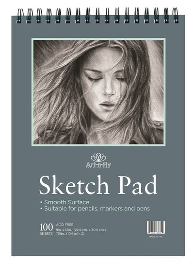 100 sheet 9 x 12 sketch pad Smooth surface pen marker pencil drawing