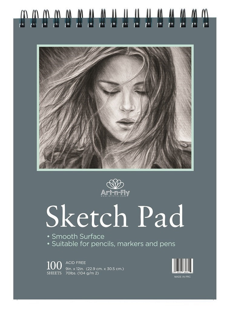 200 Sheets (2-Pack) 9 x 12 Inch Smooth Sketchpad - Art-n-Fly