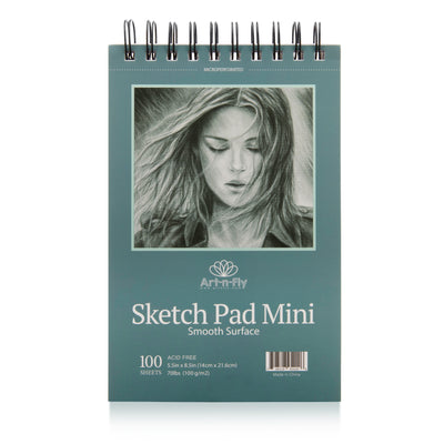 Two Pack Spiral Bound Sketchpad for Travel and Portable Sketch Work - 200 Sheets Total - Pad 70lb/100g for Drawing (5.5x8.5)