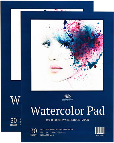 2-Pack 30 Sheets 9 X 12 Cold Press Watercolor Paper 140lb/300gsm